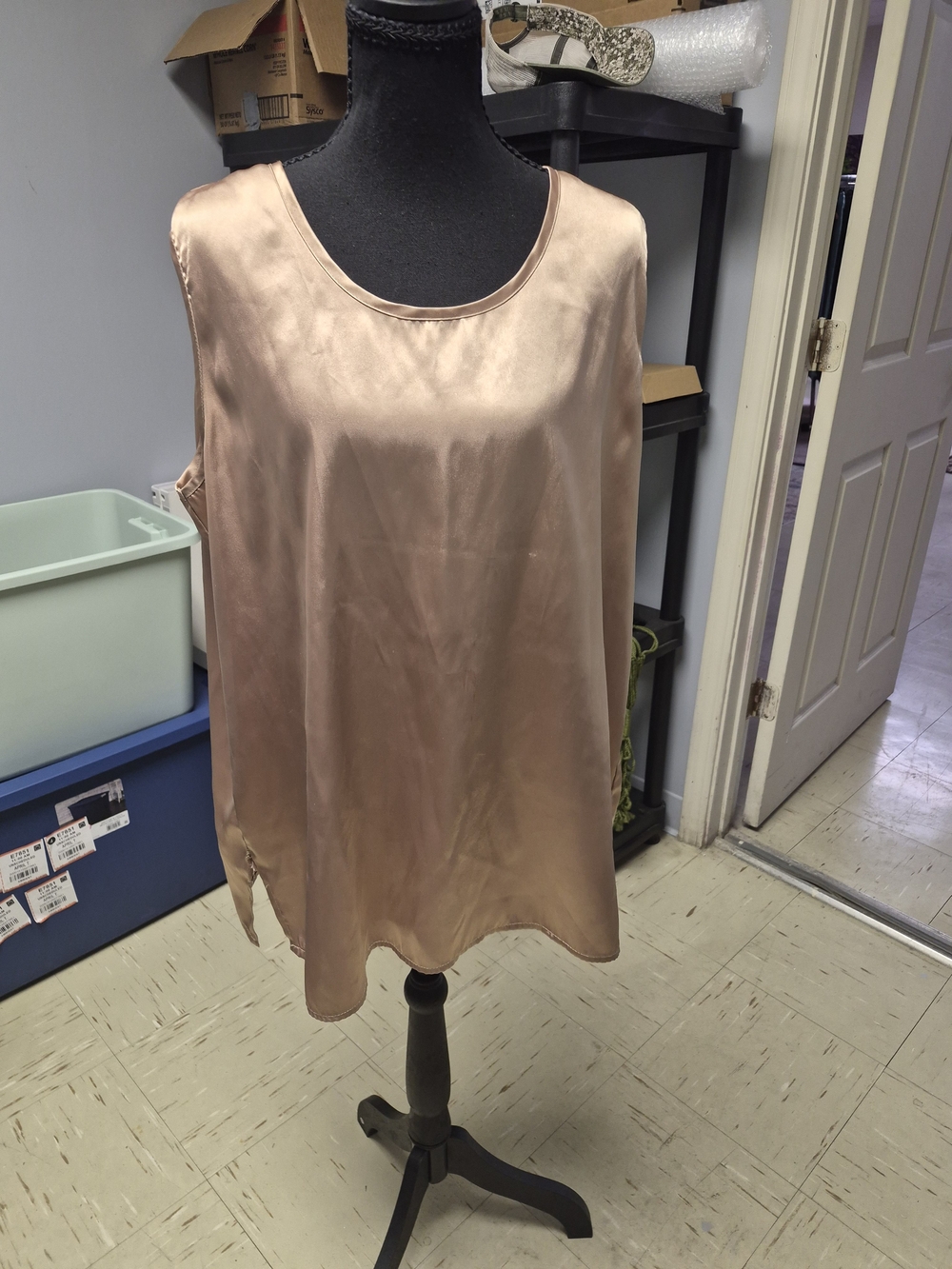 Studio C Satin Sleeveless Shell Top - Rose Gold